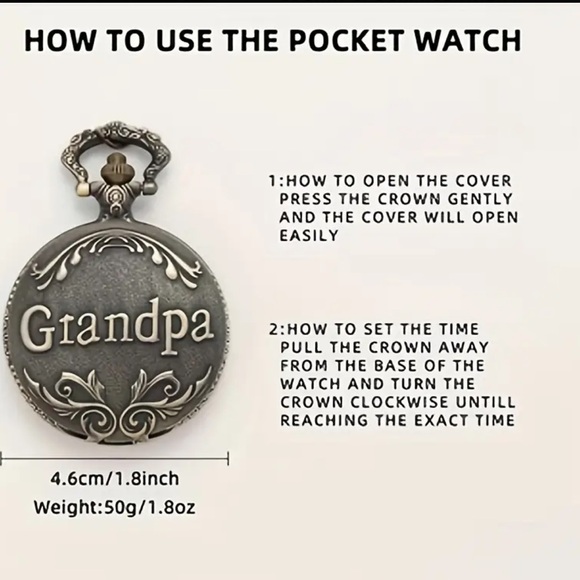 Vintage Style Grandpa Pocket Watch - Picture 2 of 9